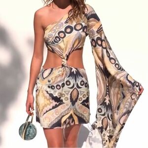 Cult Gaia Aloe Multi Patterned Scarf dress